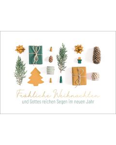 Postkarte 'Fröhliche Weihnachten und Gottes reichen Segen im          neuen Jahr'