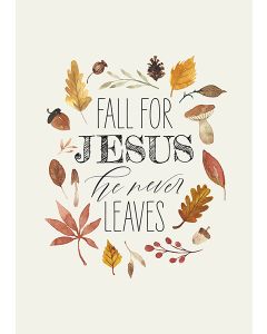 Postkarte 'Fall for Jesus, he never leaves'