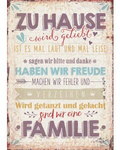 Postkarte 'zu Hause - Familienregeln'  1EX