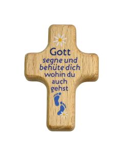 Handkreuz 'Gott segne und behüte dich wohin du auch gehst' blau