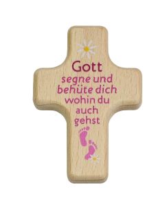 Handkreuz 'Gott segne und behüte dich wohin du auch gehst'  pink