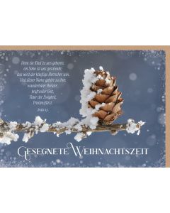 Faltkarte 'Gesegnete Weihnachtszeit'  1x                    Motiv: Tannenzapfen