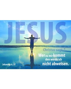 Poster A2 'Jesus Christus sagt: Wer zu mir kommt, den werde ich nicht abweisen. Johannes 6,37